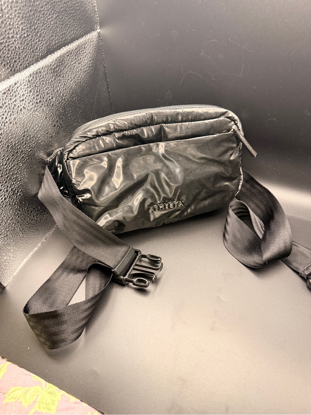 Athleta All About Shine Puff Large Belt Bag in Black